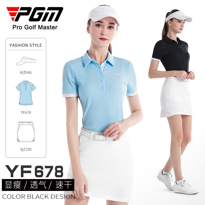 Pgm Golf เสื้อสําหรับผู้หญิงเครื่องแต่งกายกีฬาเทนนิสเสื้อโปโลสั้นนุ่มสบายสําหรับกีฬากลางแจ้ง Blusas
