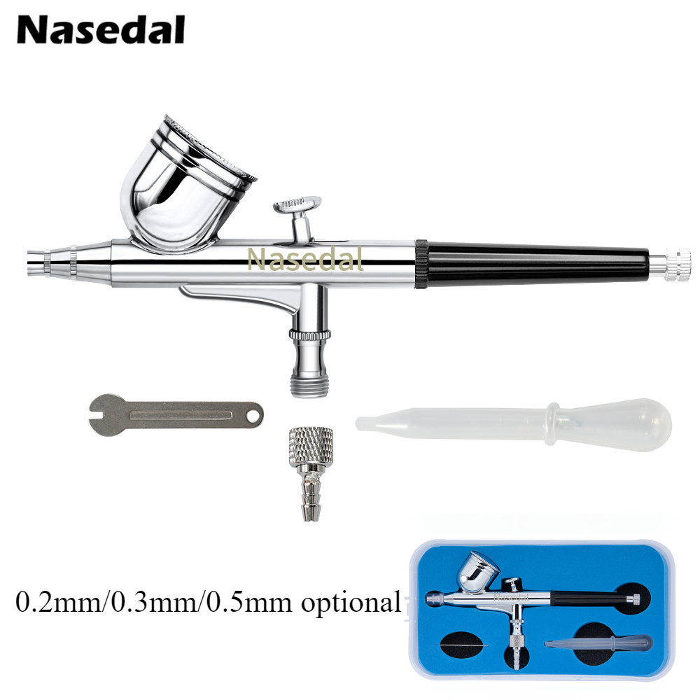Nasedal Dual-Action 0.2 มม.0.3 มม.0.5 มม.7cc Airbrush สําหรับเล็บหัตถกรรมรุ่นสีพ่นงานอดิเรก DIY เครื่องมือ Air แปรง