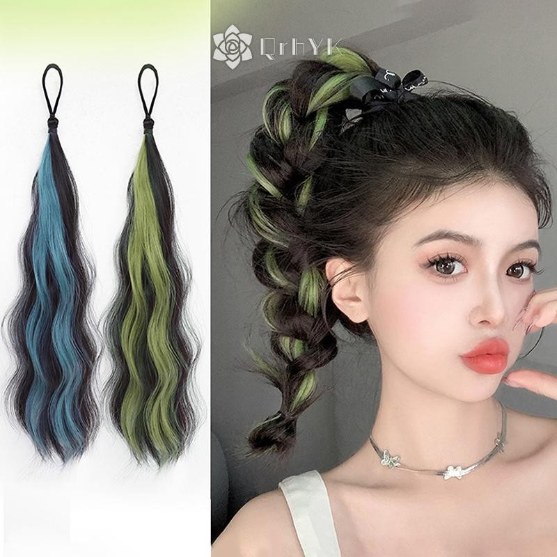 Qrhyk ไฮไลท์สังเคราะห์ Self-Winding ผม Bundle หยัก DIY ผม Bun หางม้าหัว Artifact ถักผมหางม้าต่อผม Hairpiece ใหม่
