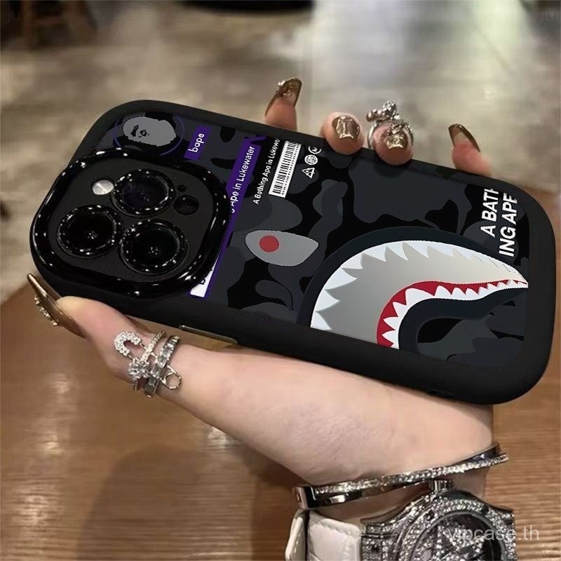 เคสโทรศัพท์มือถือแบรนด์แฟชั่นลายพรางปลาฉลามเท่มีเอกลักษณ์ส่วนตัวสำหรับ iPhone 11 12 13 14 15 PROMAX 16PROMAX 16 plis XR x xsmax 7plus 8PLUS 11PROMAX 14Pro เปลือกยืดหยุ่นกันกระแทก