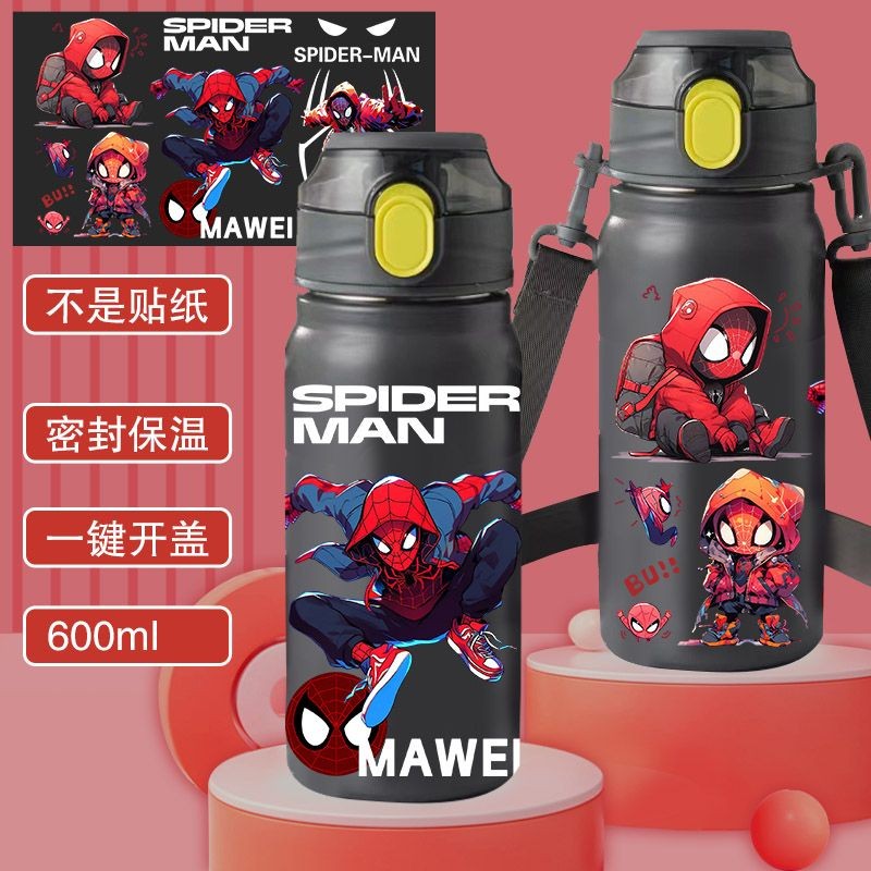 การจัดส่งที่รวดเร็ว ถ้วยน้ําสไปเดอร์แมน Marvel Hero Boys ถ้วยน้ํากีฬาแนวทแยงน้ําหนักเบา Outing Frosted Thermos Cup ความจุขนาดใหญ่ครูสํานักงานแลกเปลี่ยนของขวัญ