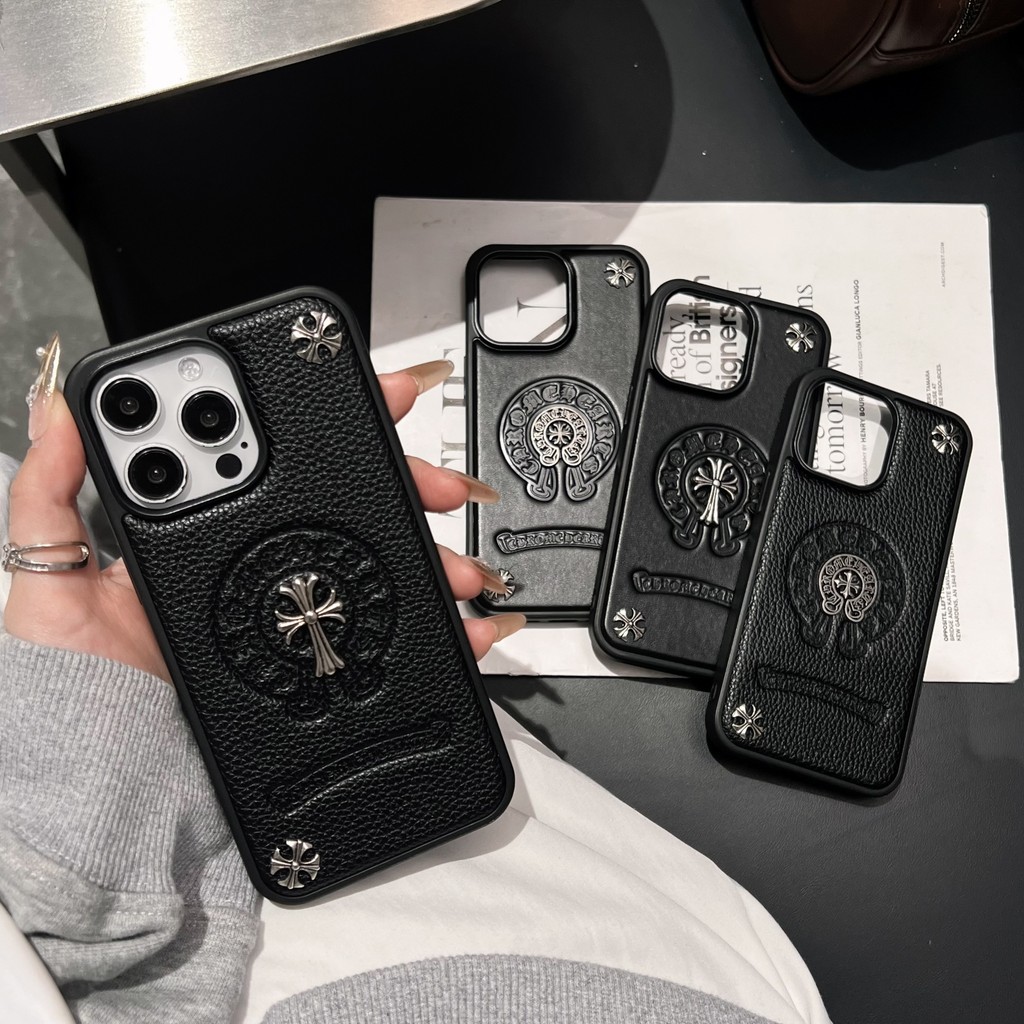 ซองหนังสําหรับ ไอโฟน iPhone 17 16 15 14 13 Pro Max มือโปร สูงสุด โลหะ หมุดย้ํา ออกแบบขนาดใหญ่หลุมกรอบป้องกันหนาออกแบบครอบคลุมเต็มรูปแบบป้องกันการตกปก