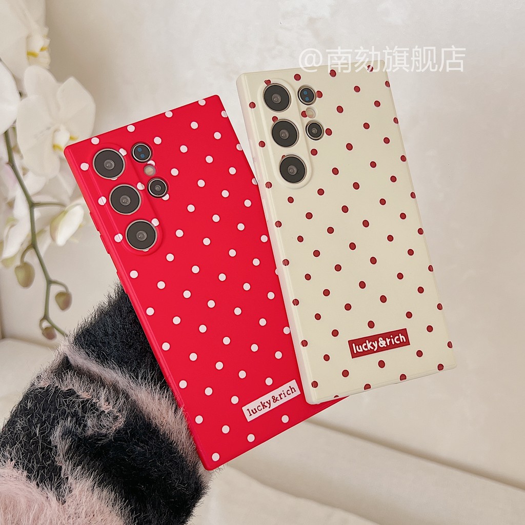 เหมาะสําหรับ Samsung s24ultra เคสโทรศัพท์สําหรับคู่รัก s23 + ผู้หญิง s22 Plus สิบ s21fe Ah a55note20s10s20a54a53 ปีใหม่สีแดง s25u ความรู้สึกระดับไฮเอนด์เกาหลี plus52