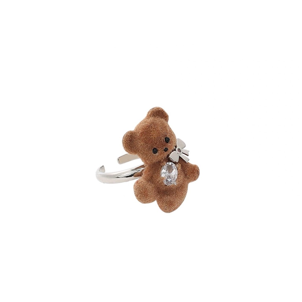 น่ารัก แห่กัน หมีโบว์เพทายต้นฉบับน่ารักความรู้สึกสูงแหวนเครื่องประดับเปิดแหวนเครื่องประดับ