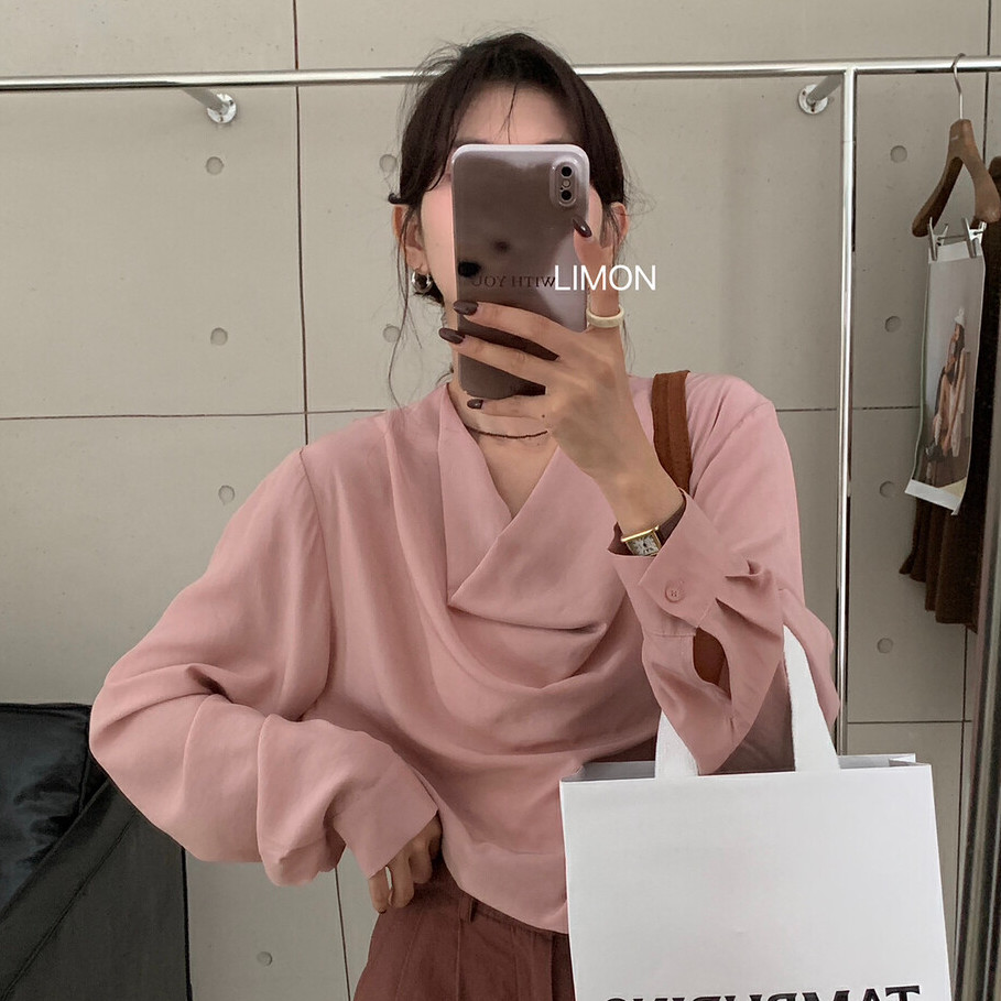 เสื้อเชิ้ตคอตั้งหลวมๆ สำหรับผู้หญิง น้ำหนักเบา ไซส์เล็ก - รูปที่ 4