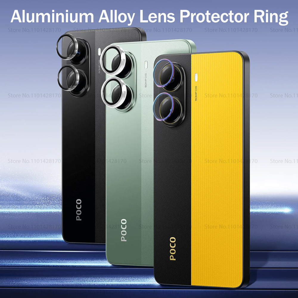 ชุดตัวป้องกันกล้องอลูมิเนียมสําหรับ Xiaomi Poco X7 Pro 5G 3D แหวนโลหะเลนส์ Glass Poco X7 Poco X6 X6Pro X7Pro