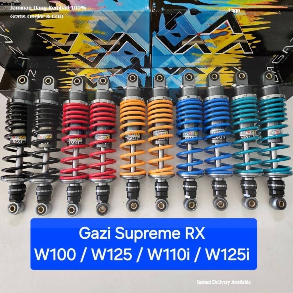 มีสปริงหลายสีให้เลือก โช้คหลัง GAZI Supreme RX  Wave ยาว 280 มิล  300 มิล  320 มิล 330 มิล และ 340  มิล ของแท้  (1 คู่)