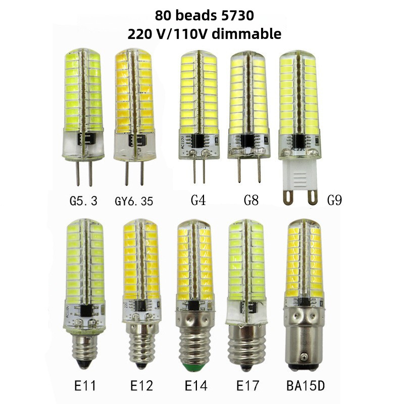 [อุปกรณ์เสริม 110v/220v] ไฟ led 6W 80 ลูกปัด 5730 Dimming G4 G5.3 GY6.35 G8 G9 E11 E12 E14 E17 BA15D
