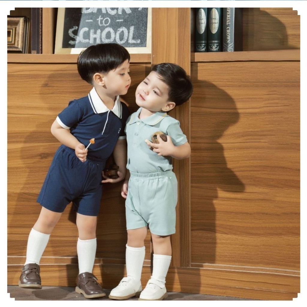 [Bu baby] (6M-5Y) ชุดเสื้อผ้าเด็กแขนสั้นคอปกโปโลทําจากใยไผ่และผ้าฝ้ายออร์แกนิก - เสื้อผ้า Bu baby Po