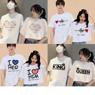 เสื้อคู่ ชายหญิง ชุด คู่รัก แฟน ครอบครัว  เสื้อยืดครอป โอเวอ…