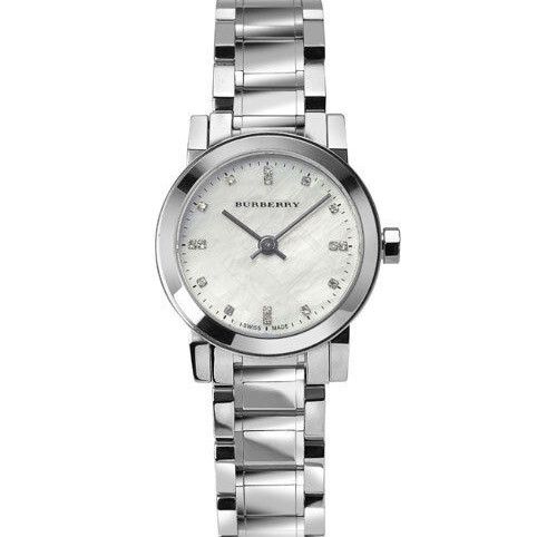 Burberry Women's Watch Mother of Pear diamond set Silver Stainless Steel Strap BU9224 26mm