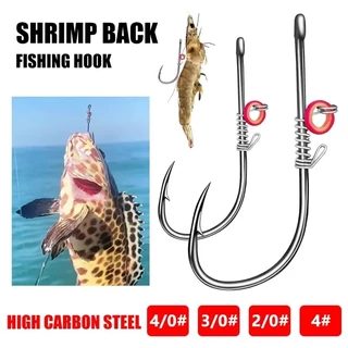 ตะขอตกปลากุ้งสดและSea Bass 5/10 ชิ้น ฤดูใบไม้ผลิ กุญแจเหล็กคาร์บอนคมsharp