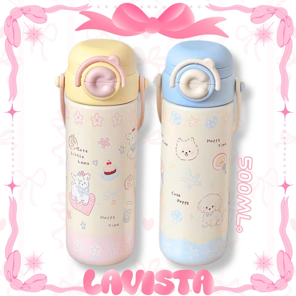 [ส่งจากไทย สแตนเลส316 500ML.] ขวดน้ำเก็บความเย็นหูหิ้วสุดCUTE กระบอกเก็บความเย็น