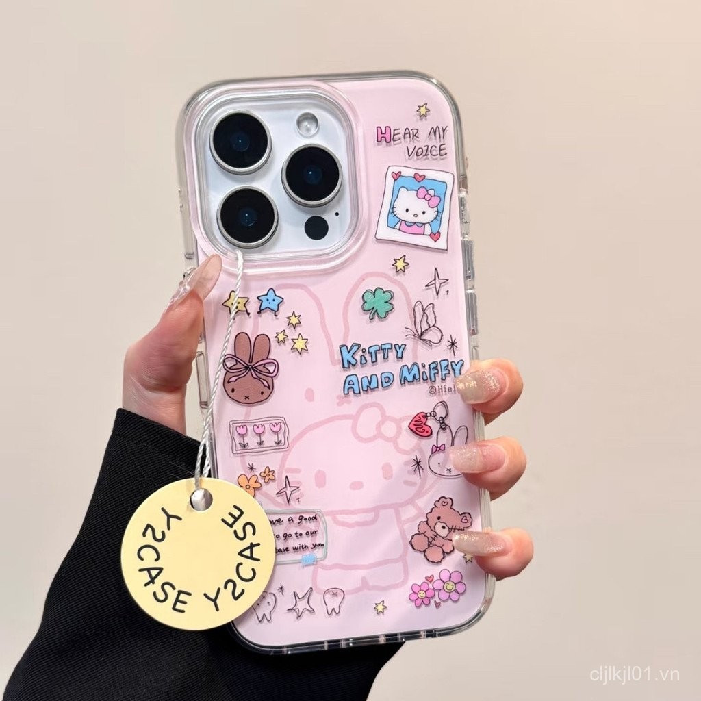 SAMSUNG Hello Kitty,หมีIMDเคสโทรศัพท์สองชั้นสําหรับSamsung S23 S25 S22 S24 S21 S24FE S23FE S21PLUS S