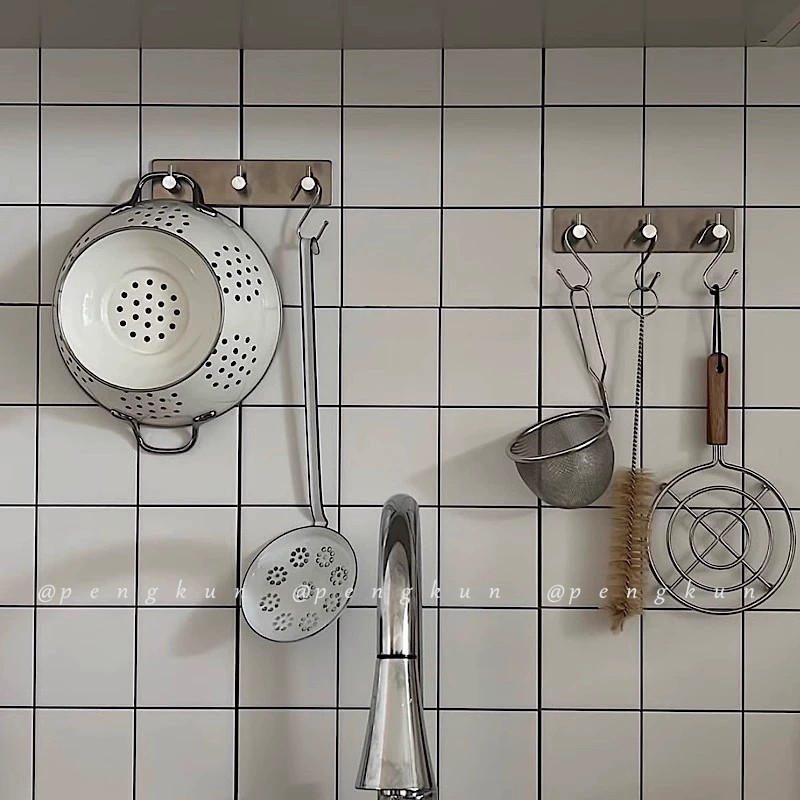 304 ตะขอสแตนเลสลิงค์แถวตะขอเหนียวแข็งแรงครัวในครัวเรือนตะขอโลหะเจาะฟรี - รูปที่ 4