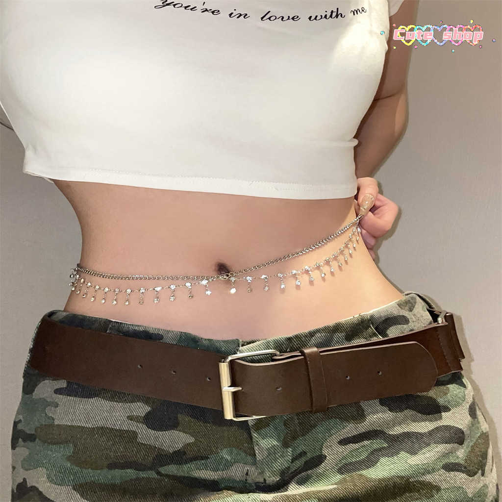 สร้อยเอว   แบบสองชั้น   แฟชั่นสําหรับผู้หญิง   เพชร  จี้ผีเสื้อ  silver   ไม่ลอก  ปรับความยาวได้ มีหลายสไตล์ให้เลือก