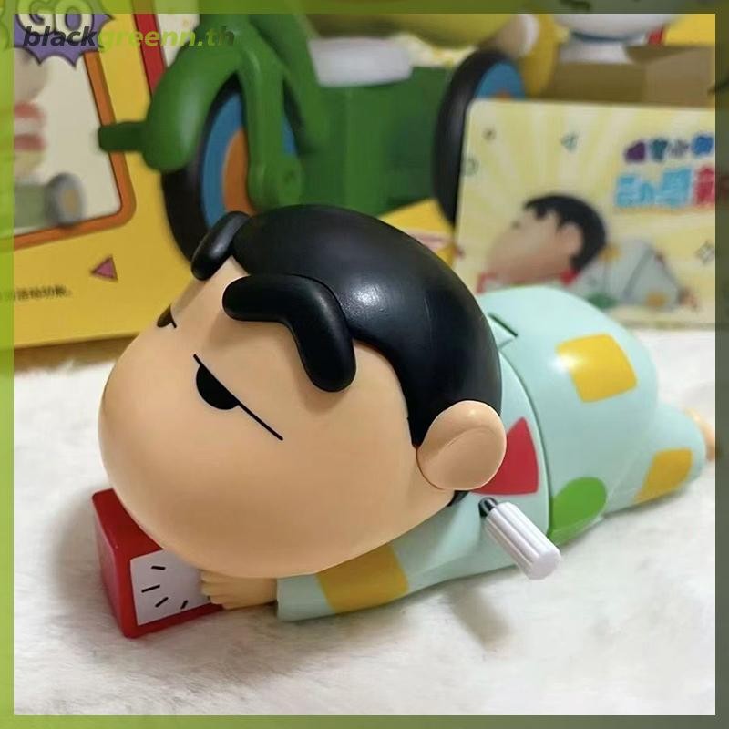 BGREE Crayon Shin-chan Clockwork ของเล่นอะนิเมะความเครียดบรรเทาการ์ตูนน่ารัก PVC ตุ๊กตา Crawling ของเล่นโต๊ะตกแต่งบ้านสําหรับเด็กของขวัญเด็ก.