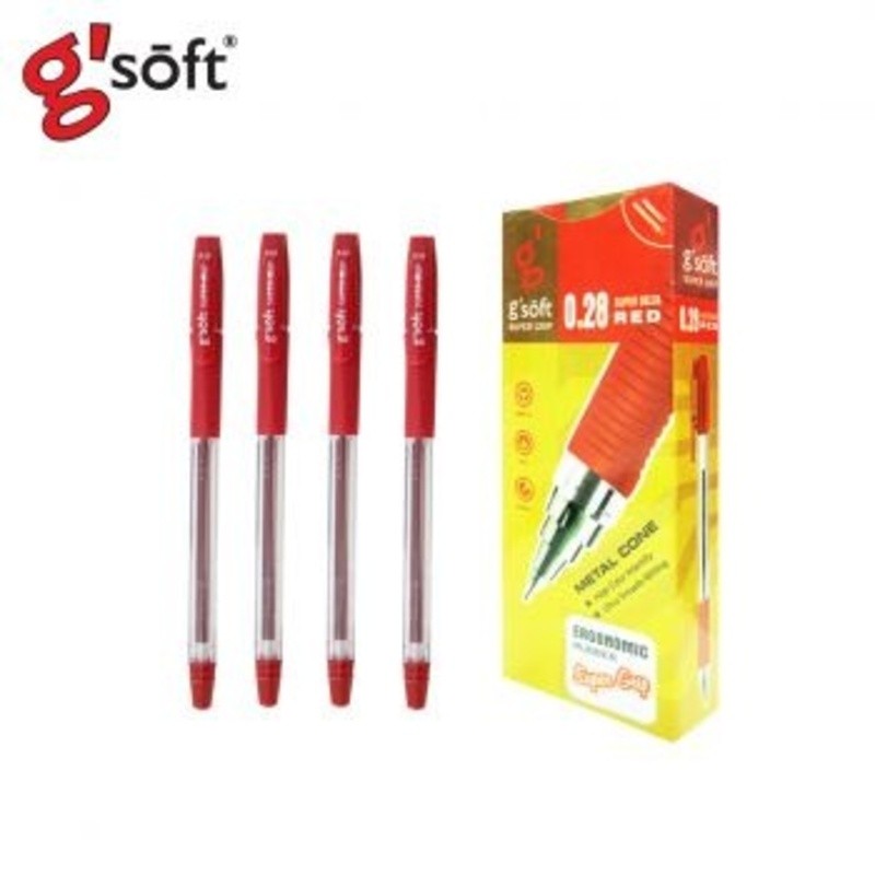 G-SOFT ปากกาลูกลื่น 0.28 มม. รุ่น HI-GRIP สีแดง