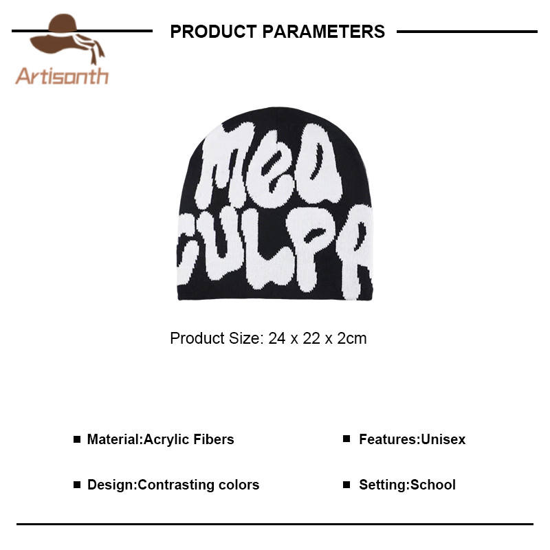 ส่งเร็ว💥หมวกบีนนี่ Y2Kพิมพ์ลายตัวอักษร MeaCulpa ผ้าวูลถัก ให้ความอบอุ่น คุณภาพสูงแฟชั่นสําหรับผู้ชายและผู้หญิง - รูปที่ 7
