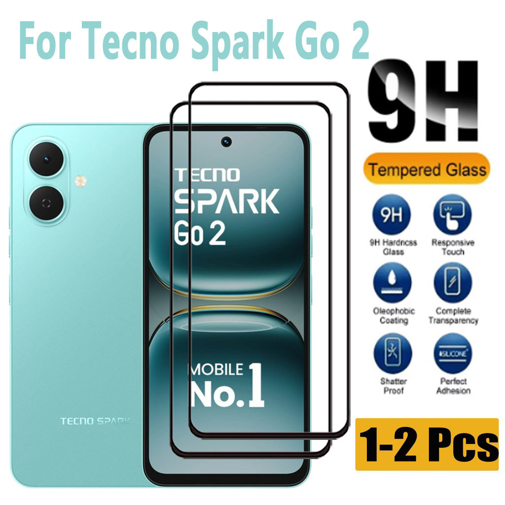 1-2 ชิ้น Tecno Spark Go 2 กระจกนิรภัยป้องกันหน้าจอสําหรับ Tecno Spark Go 1s 1 2023 2024 ป้องกันหน้าจ