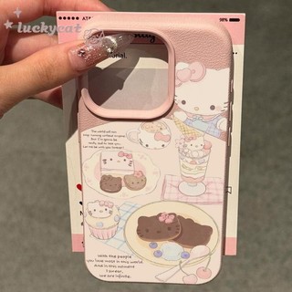 Iphone 16 15 14 13 12 11 Pro Max X Xr Xs Max เคสโทรศัพท์การ์ตูนน่ารักกินขนม KT Cat คู่หนังนุ่มปกหลัง