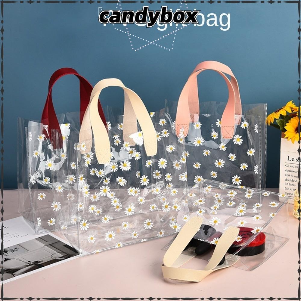 Candybox กระเป๋าช้อปปิ้งใส, กระเป๋าโท้ตหูหิ้วเดซี่น้อย, กระเป๋าเก็บของกันน้ําแบบใส PVC คุณภาพสูง