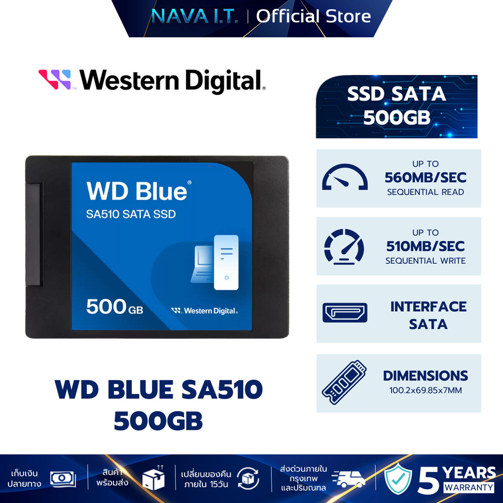 WD SSD SATA III WD BLUE SA510 500GB (WDS500G3B0A)