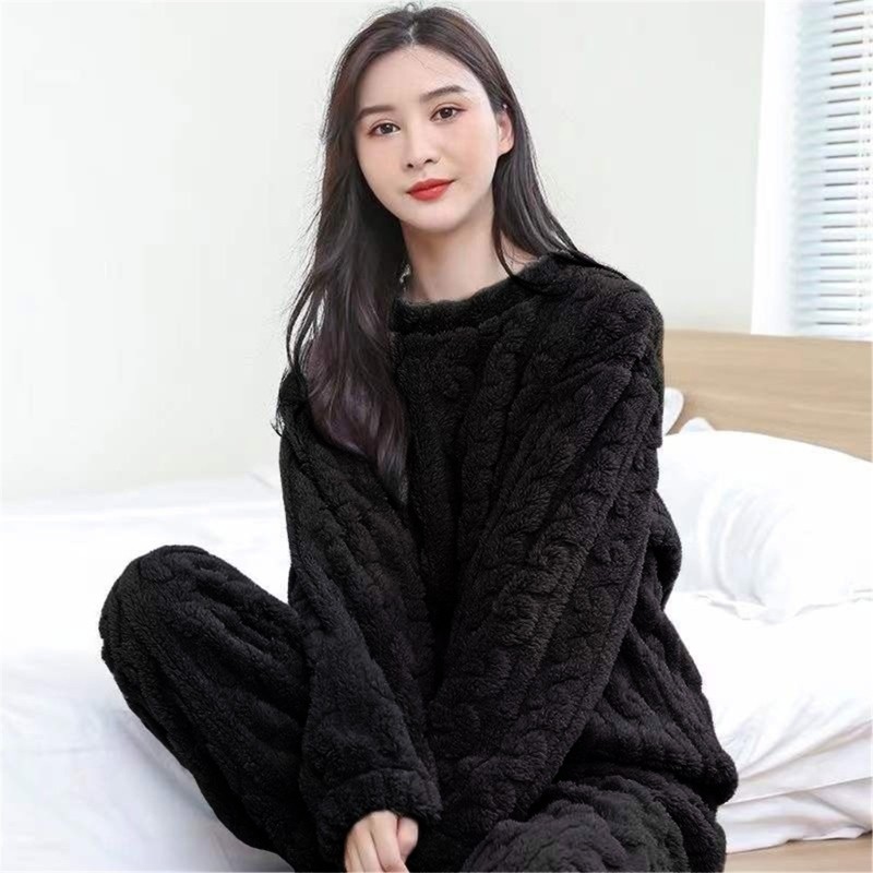 Topsky Warm Furry ขนแกะชุดนอนชุดขนแกะอุ่น Loungewear ชุดนอนสุภาพสตรีชุด - รูปที่ 2