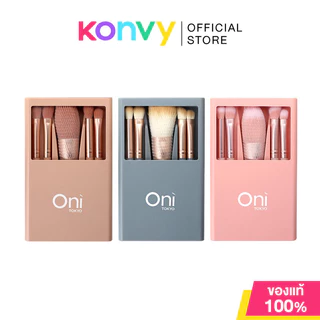 Oni Macaron Portable Makeup Brush Set With Mirror 5pcs โอนิ เซทแปรงแต่งหน้า 5 ชิ้น (Peach Pink/Sky Blue/Sakura Pink)