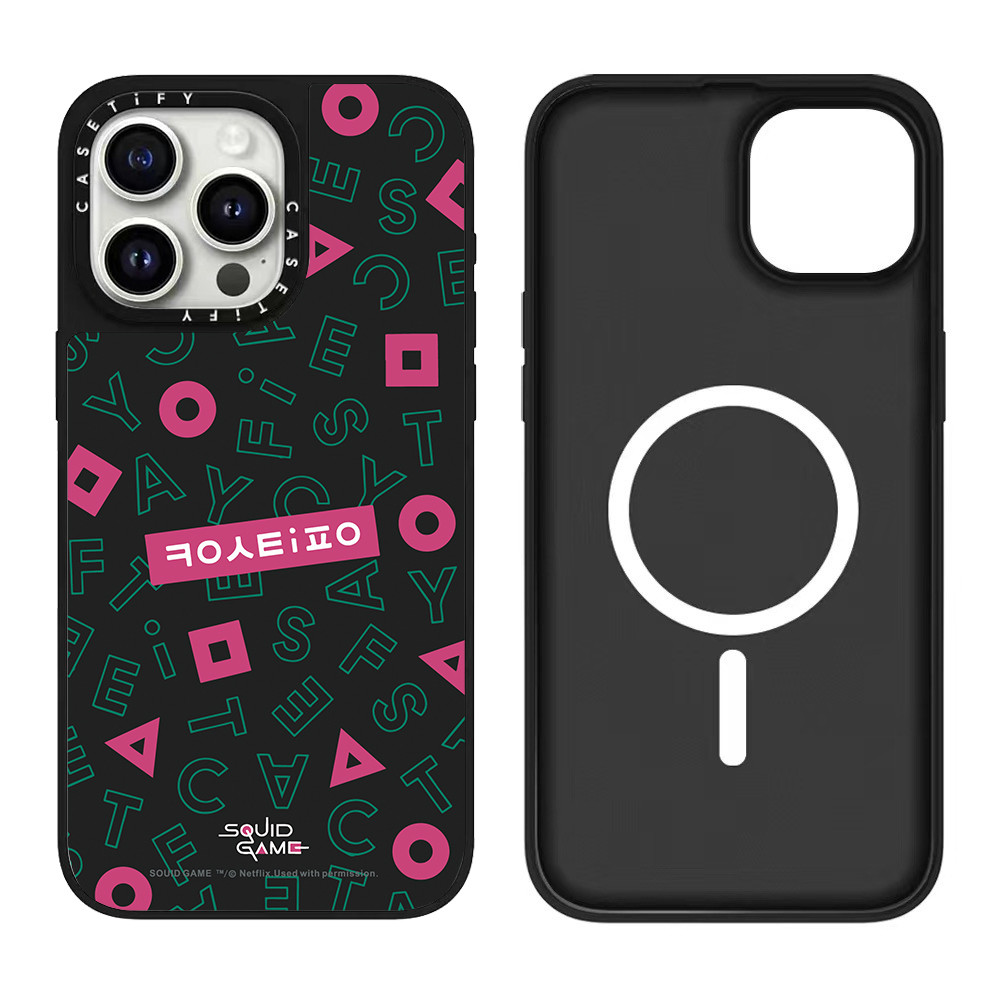 TiFY กระจกแม่เหล็กใหม่เกมปลาหมึกออกแบบป้องกันเคสโทรศัพท์สําหรับ iPhone16 15 14 13 12 11 Pro Plus Pro