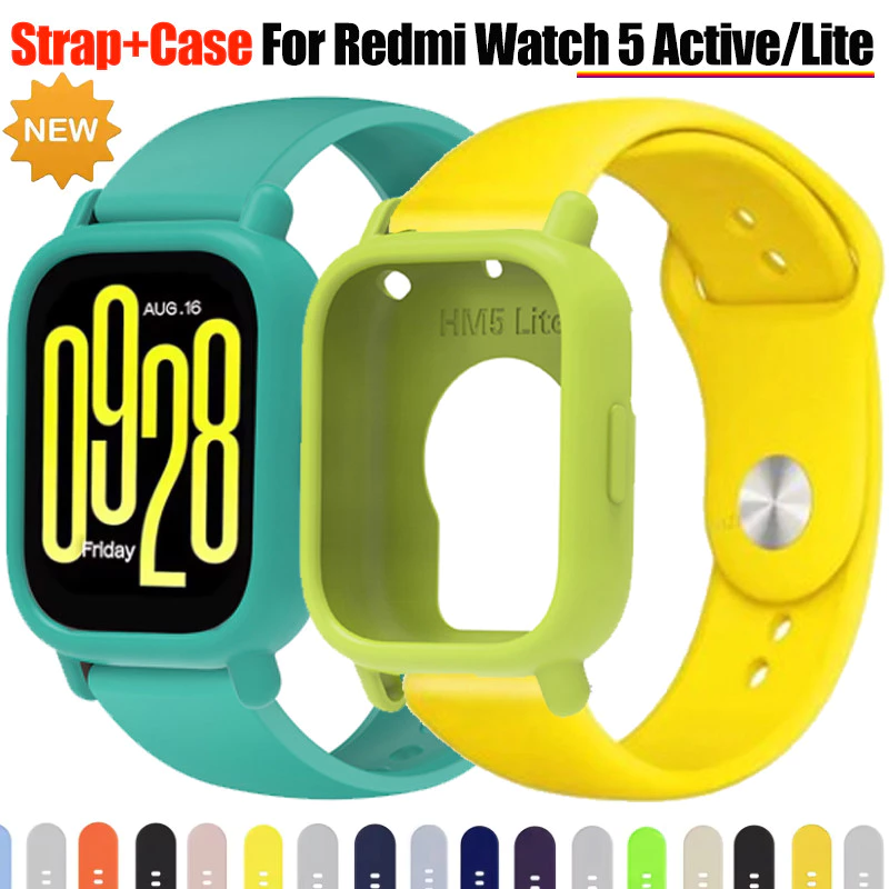 สายรัดซิลิโคนอ่อนนุ่ม + สําหรับ Redmi Watch 5 Active TPU Protector ฝาครอบกีฬาคุณภาพสูง Xiaomi Redmi Watch5 Lite สร้อยข้อมืออุปกรณ์เสริม