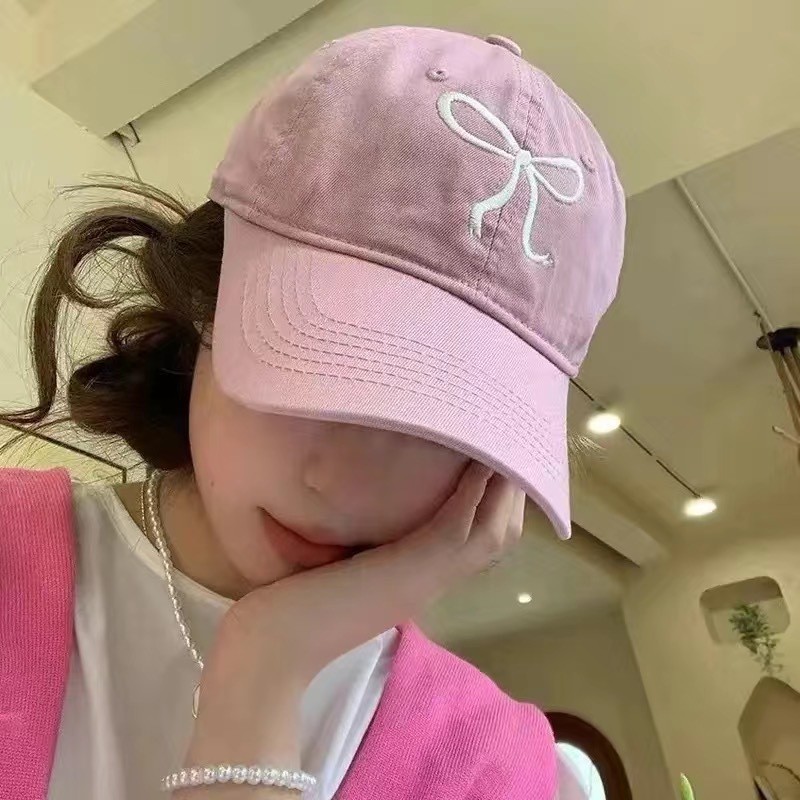 โบว์น่ารักปักหมวก duckbill ผู้หญิงสไตล์หวาน