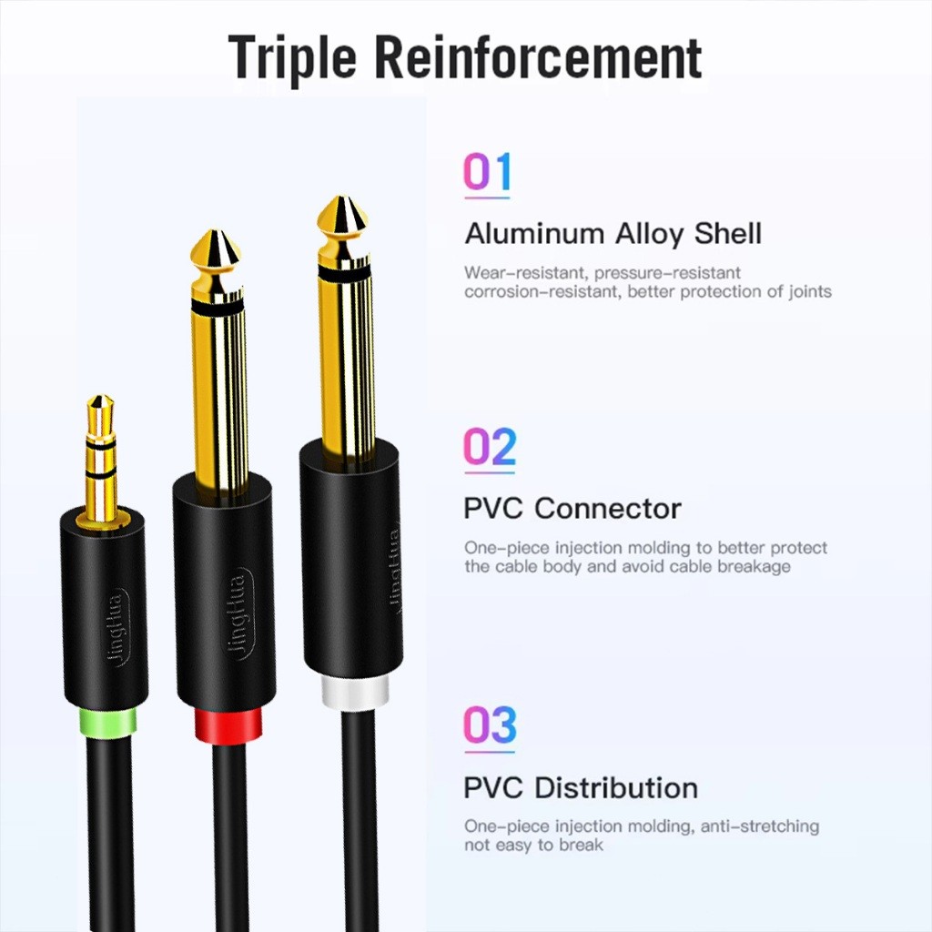 สายสัญญาณเสียง แจ็ค 3.5 มม.ตัวผู้/TS 6.5 มม.เชื่อมต่อโทรศัพท์ PC เครื่องเสียง 1 ออก 2 ราคา ถูกที่สุด ดีลบีเคเค แกลเลอรีภาพที่ 7