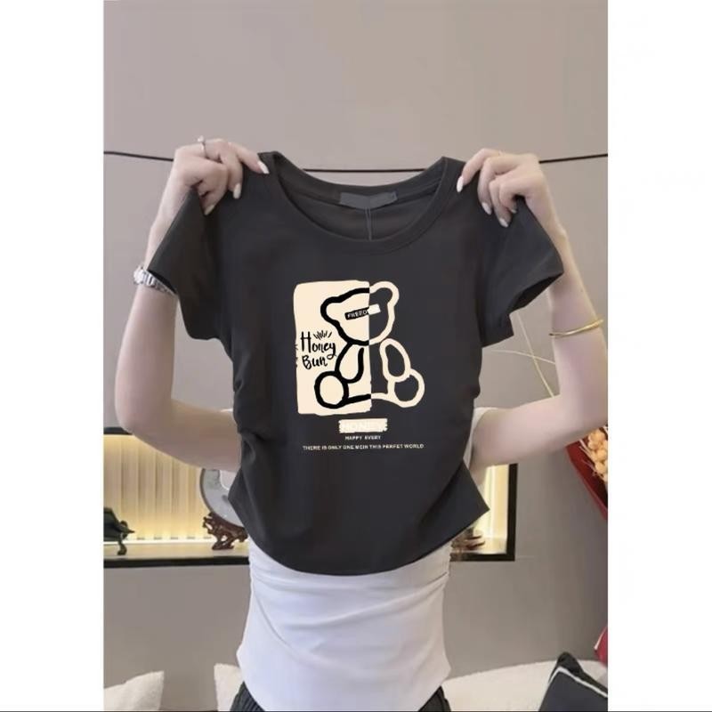 รุ่นใหม่ ผอมเพรียว สไตล์สั้น แขนสั้น เสื้อยืด แฟชั่น หญิง ฤดูร้อน สีขาว ลายสกรีน แฟชั่น เสื้อยืดClothing Lady