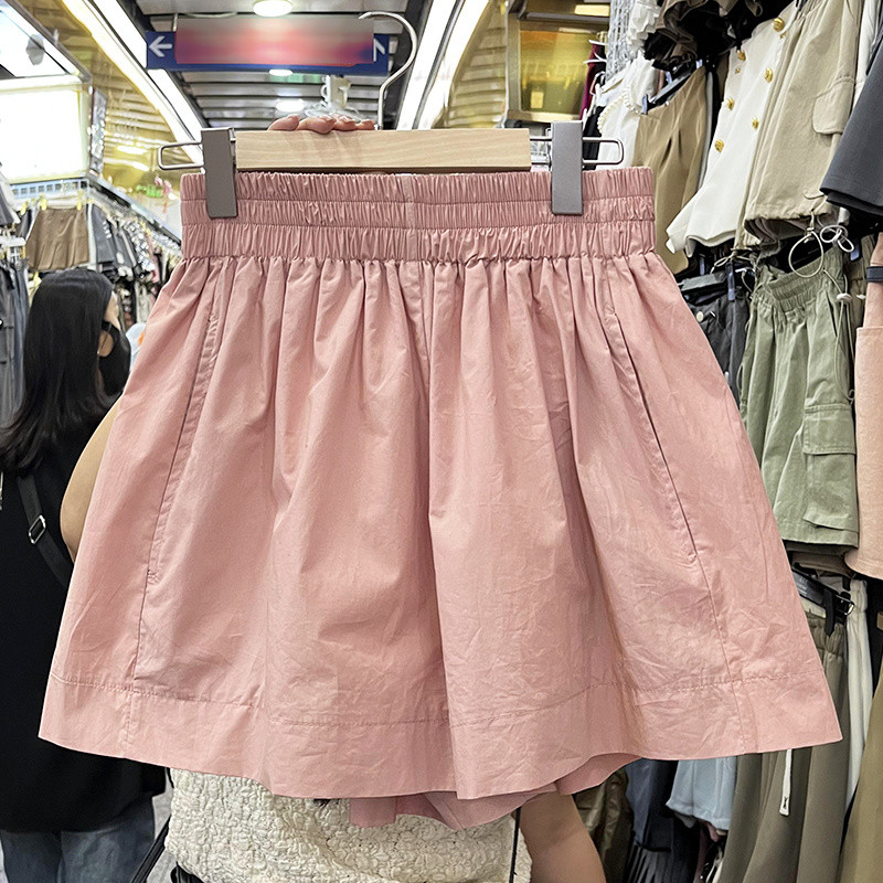 กางเกงขาสั้นสีทึบผู้หญิงสไตล์เกาหลีเอวสูงหลบตากางเกงขาสั้นกีฬาหลวม