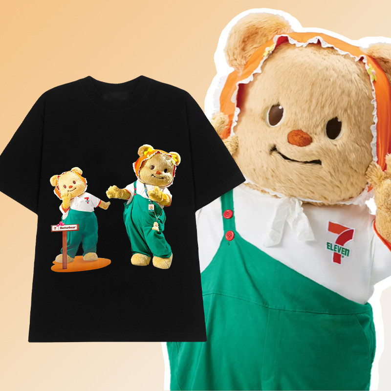 เสื้อน้องหมีเนย หมีเนย 711 Seven Eleven x Butterbear T-Shirt ผ้าCotton100% ผ้า ใส่ได้ ทั้ง ชาย ใส่สบ