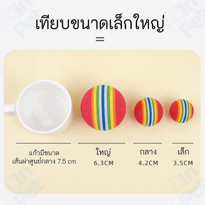 INPET ลูกบอลเคี้ยว Eva สีรุ้ง ปลอดภัย ทนทาน สําหรับฝึกสัตว์เลี้ยง สุนัข แมว