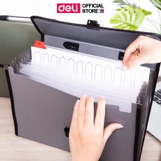 กระเป๋าใส่เอกสาร A4 Deli 5556 กันน้ำ แฟ้มเอกสาร 13 ช่อง จัดเก็บง่าย สำหรับสำนักงาน Document Bag