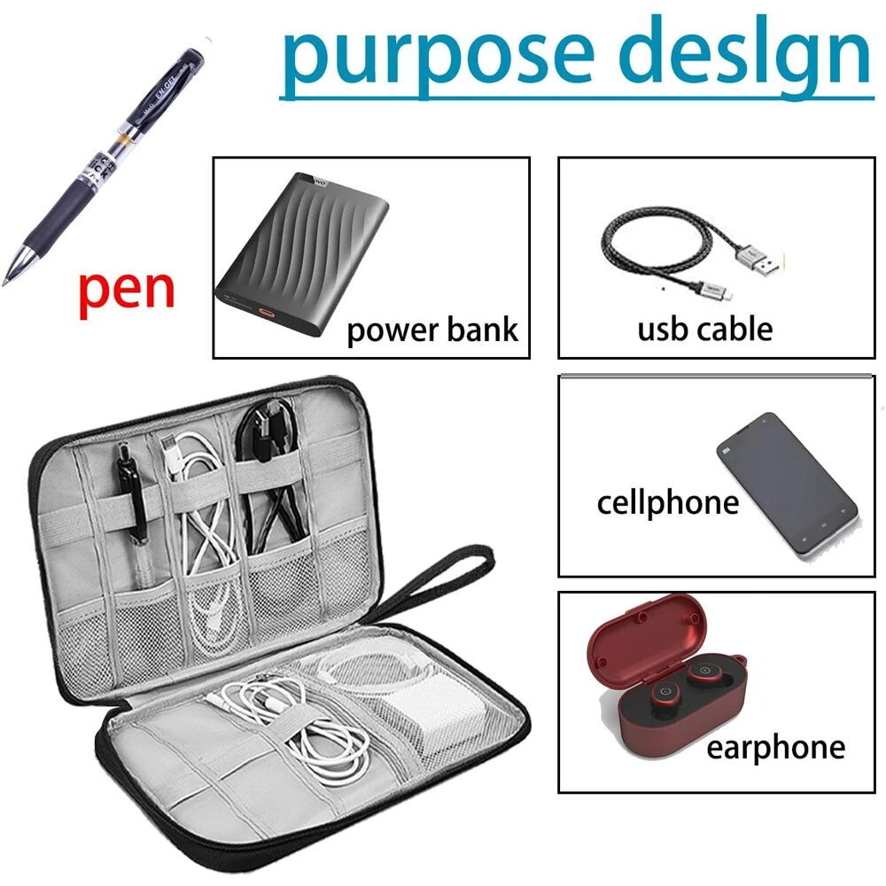 Digital Gadget Bag Carrying Pouch Wire Storage Box Rose Flower Printing thumbnail 5