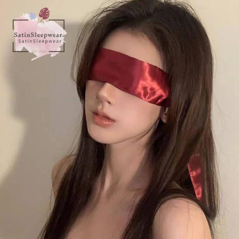 SatinSleepwear💞💞อุปกรณ์เซ็กซี่ สายรัดปิดตา สีแดงและสีดำ เนื้อผ้าเรียบ จัดส่งจากประเทศไทย.