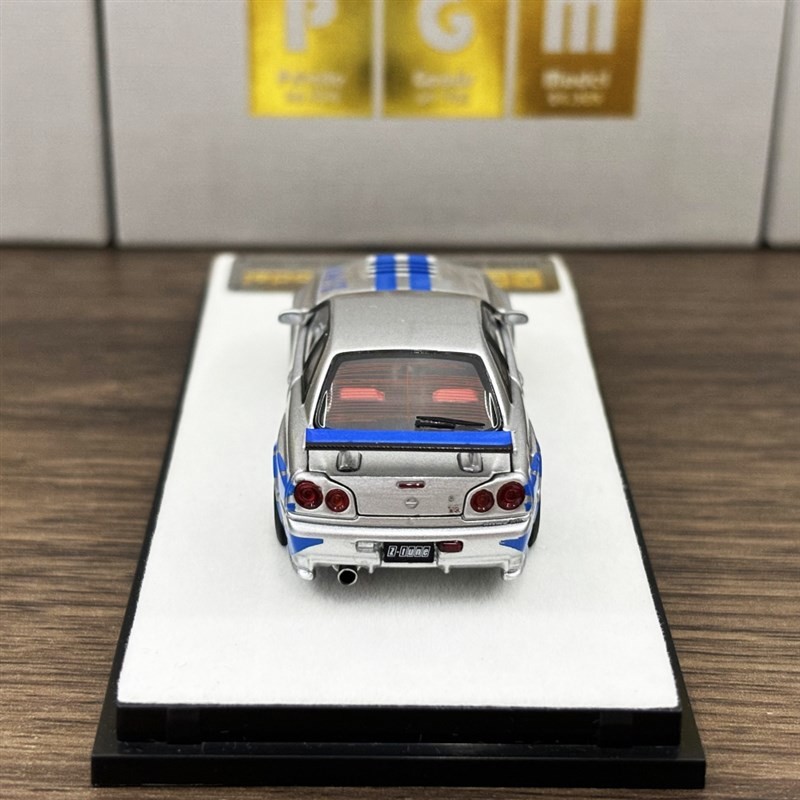 PGM 1: 64 Nissan GTR R34 Z-CTUNE Speed and Passion Alloy โมเดลรถจําลองเปิดเต็มรูปแบบ