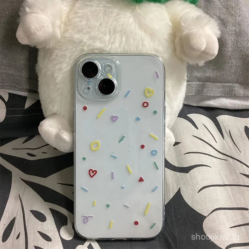 Simple Love Graffiti โปร่งใสเหมาะสําหรับ iPhone เคสโทรศัพท์เหมาะสําหรับ iPhone 16 Pro Max/15/14 Pro 