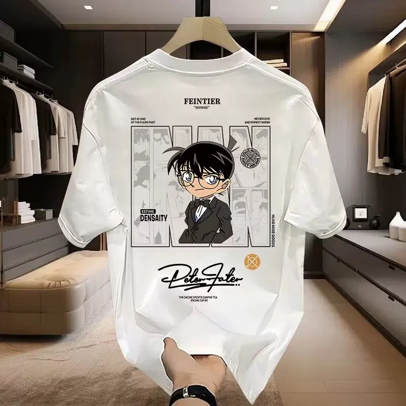 เสื้อยืดพิมพ์ลาย Anime Detective Conan | งานฝีมือการพิมพ์การ์ตูน HD ผ้าฝ้ายแท้ | พัดลมโคนัน/ผู้เล่นอินเทรนด์รุ่นพิเศษ | Daily Outing Street/Comic Exhibition Clockwork/Friends Party Multi-Scene Coverage