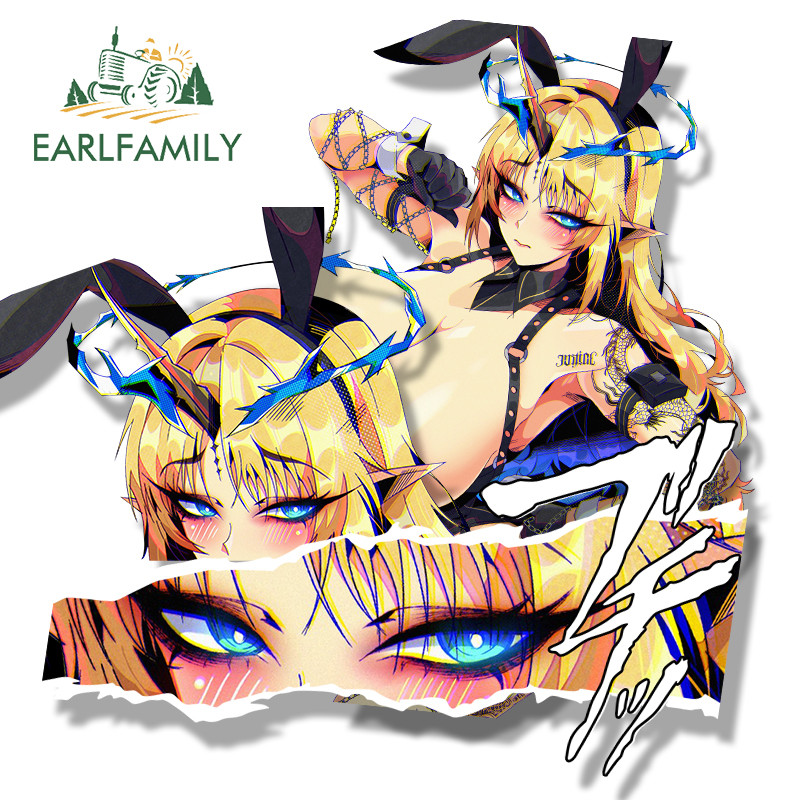 EARLFAMILY Bunny Fleleurdelys Fanart สติกเกอร์รถ Wuthering Waves Sketch กระจกสเก็ตบอร์ด PVC Decal บุคลิกภาพกันน้ํารถประตู Protector