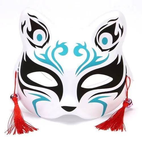 Must Japanese Hand-Paimed Half Fox Kitsune Half Face Fox Mask Men and Women Performance