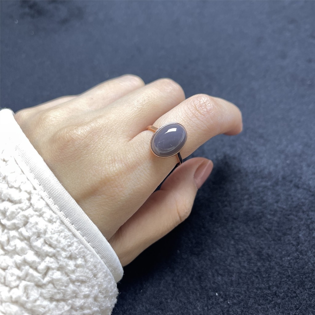 แฟชั่นย้อนยุค แหวนเงิน 925 สีม่วง กับหยกควันแข็งแกร่ง - รูปที่ 3