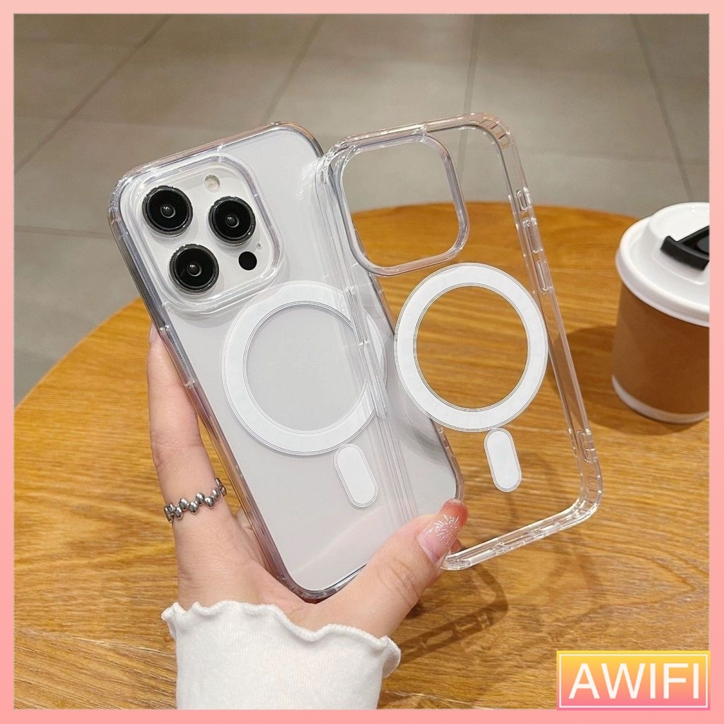 AWIFI เคสใสกันกระแทก แม่เหล็กเคสสําหรับไอโฟน11 17 16 15 สำหรับ14 13 12 promax 7plus โปร่งใส เกราะกันกระแทก สำหรับไอโฟน