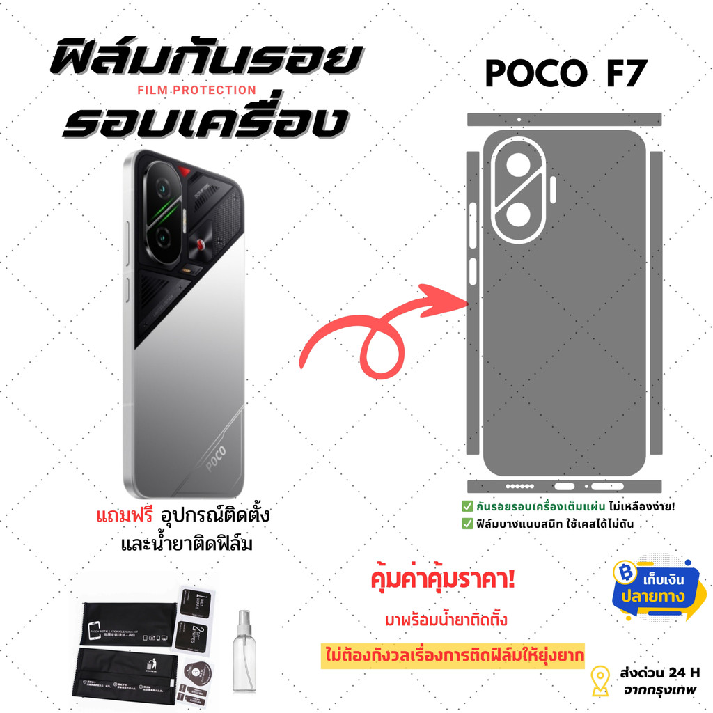 (ปล่อยของ) ฟิล์มกันรอยหลัง POCO F7 ตรงรุ่นครับ ใครเพิ่งจัดเครื่องใหม่มาทางนี้เลย!