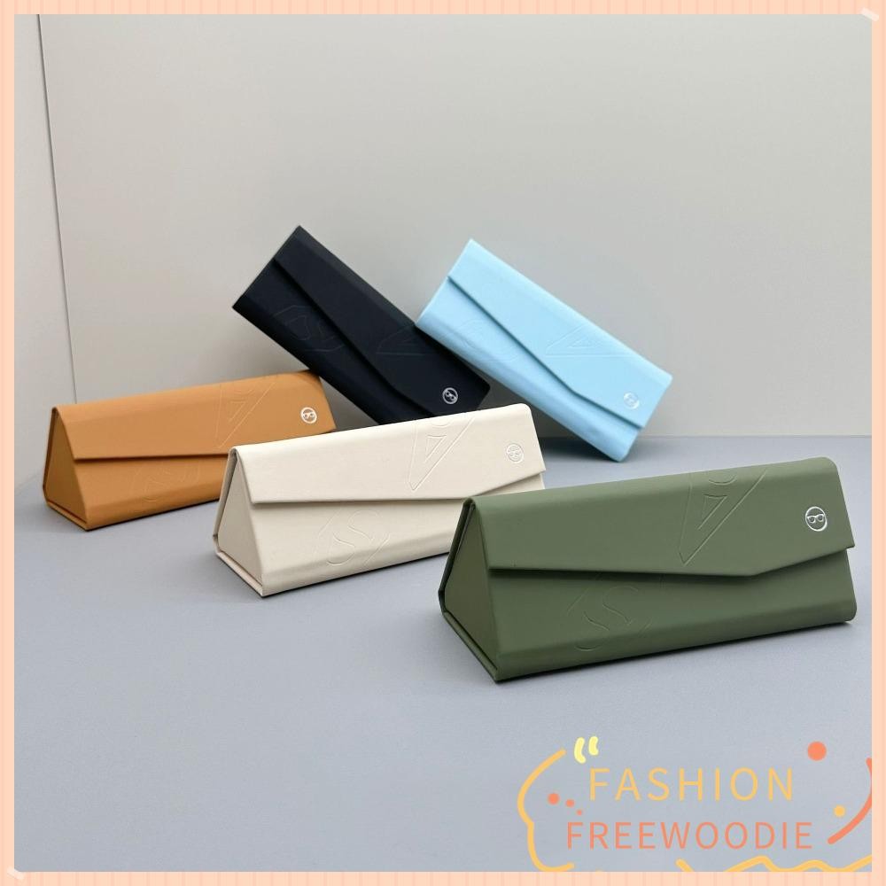 Freewoodie แว่นตาพับได้, กล่องเก็บแว่นกันแดดย้อนยุคหนัง, ฝาครอบป้องกันแว่นอ่านหนังสือสไตล์มินิมอลสามเหลี่ยม