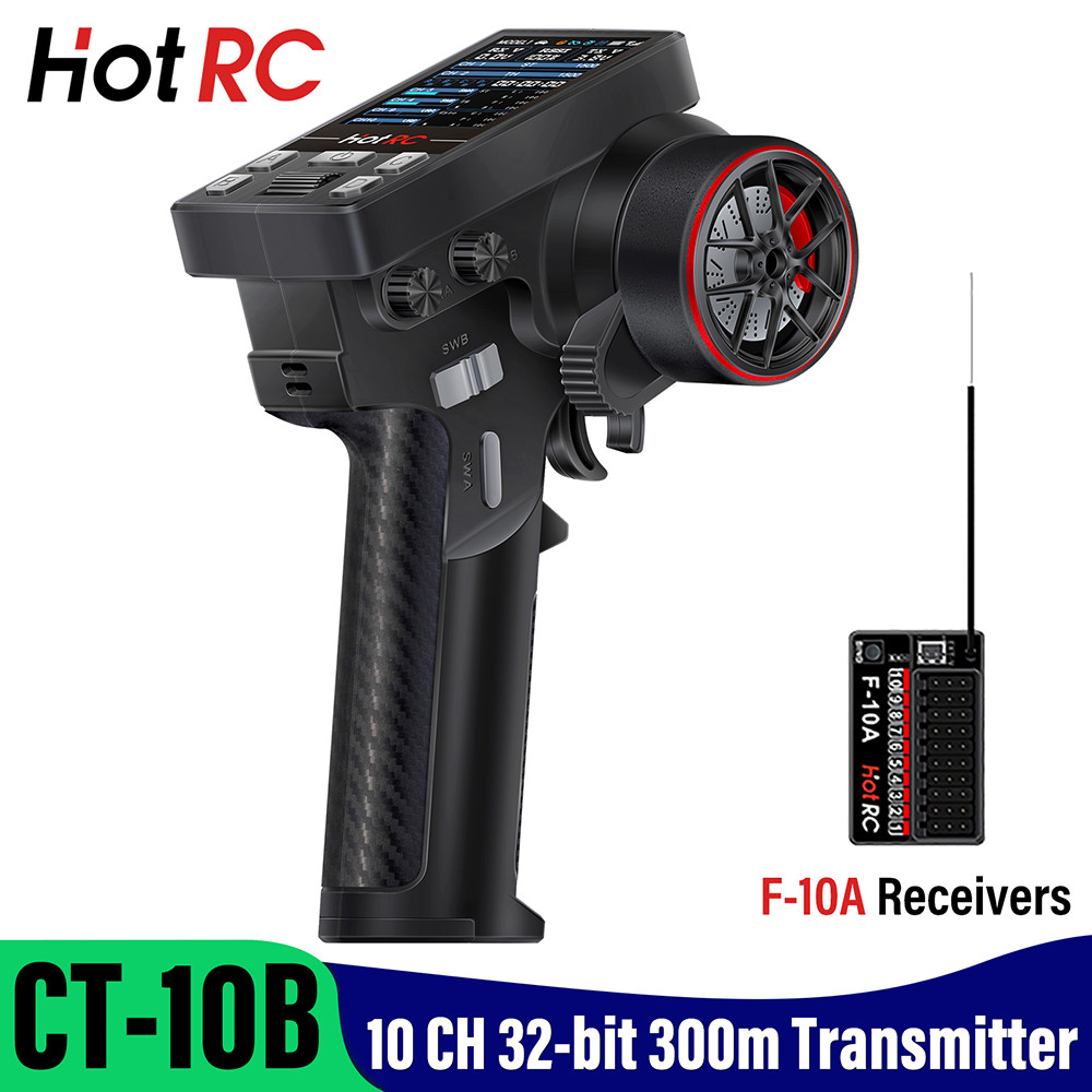 Hotrc เครื่องส่งสัญญาณ CT-10B 10CH 2.4GHz วิทยุระบบรีโมทคอนโทรลพร้อม F-10A สําหรับ RC รถเรือรุ่น